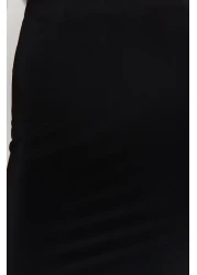 Collection Black Fitted Fish Form Flexible Knitted Maxi Skirt Twoss24Et00155