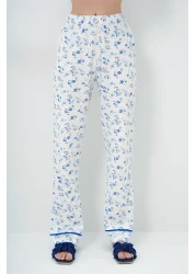 Trend Alaçatı Stili طقم بيجامة نسائي من القطن بجيب واحد وتفاصيل أنابيب من Micro Flower Saks PJM-X13898