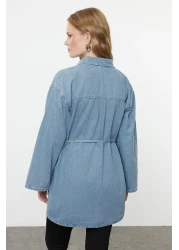  Collection قميص دينم أزرق كبير الحجم - مربوط، TWOAW25GO00082