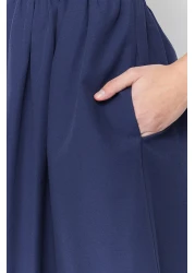  Collection Indigo Waist Midi Corset Woven Dress with Sewing Detail TWOSS24EL00038