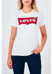 Levi's تي شيرت أبيض بشعار Housemark للسيدات - 17369-1310