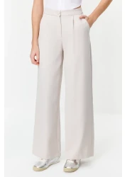  Collection بنطال منسوج بطيات واسعة باللون الرمادي TWOSS21PL0189