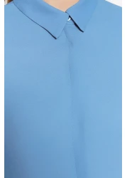  Collection قميص منسوج أزرق فاتح - أكمام شفافة، مقاس عادي TWOAW20GO0116