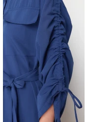  Modest فستان قميص قطني بأكمام وحزام قابل للتعديل - TCTSS23EB00365