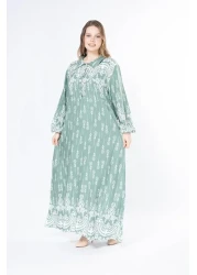 mervemoda فستان نسائي طويل من الفسكوز المنسوج مقاس كبير