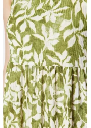  Collection Green Tie-Up Suspender Skirt Ruffle Ribbed Maxi Knitted Maxi Dress TWOSS23EL02328