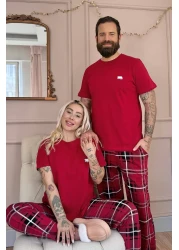 Pijamaevi Claret Red Bear Short Sleeve Dear Family Pajamas - Women's Set