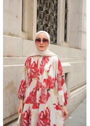 LOCCO Women's Print Patterned Dress Red