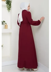 InStyle Burgundy Dress with Zipper Ruffle Detail