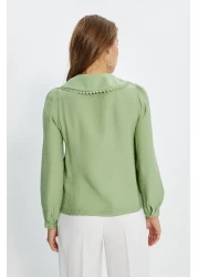  Collection Baby Collar Mint Lace Detailed Shirt - Regular Fit, Woven, TWOSS21GO0035