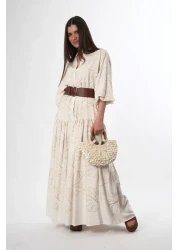 ABBRA Women's Judge Collar Balloon Sleeve Casual Dress