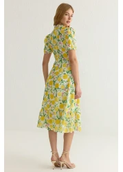 Collection Yellow Floral Ruffles Midi Woven Dress Twoss20El0894