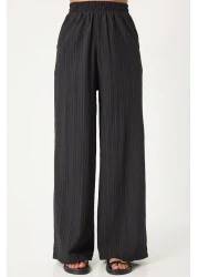 Happiness İstanbul Black Belted Palazzo Vest and Knitted Set - BY00055