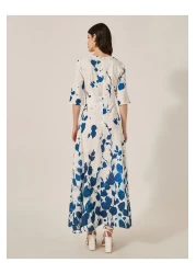 Styli Floral Print Wrap Look A-Line Maxi Dress