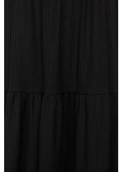  Collection Black V-Neck Sleeveless A-Line Maxi Knitted Dress TWOSS22EL1588