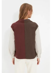  Collection قميص منسوج بأزرار بلون بني TWOAW22GO0492