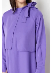  Modest Purple Collar Tie Detailed Woven Dress TCTSS23EB00283