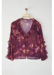  Collection قميص منسوج شفاف من الشيفون البرقوقي TWOSS25GO00063