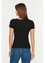  Collection Black Fitted Fitted Fit Cotton Blouse Twoss21Bz0579