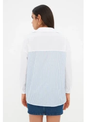  Collection Oversize Ecru Striped Shirt - Wide Cut Woven TWOSS22GO00098