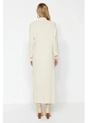  Modest Stone Stand Collar Knitwear Dress TCTAW24EB00015