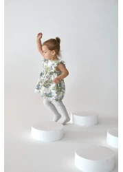 Patique Kids فستان بناتي من القطن المجمع بنمط أرنب كريمي