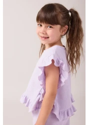 Minipodyum Girl's Frilly Waffle Summer Double Set