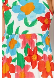  Collection Orange Big Floral Maxi Knitted Dress Twoss23El02328