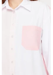  Collection Pink Color Blocked Oversize Wide Fit Woven Shirt TWOSS24GO00136