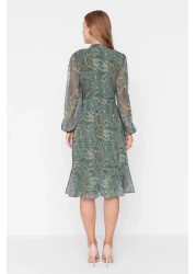  Collection Green Shawl Pattern - Flounce Woven Winter Dress Twoaw23El01436