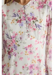  Modest فستان من الشيفون المنسوج بطباعة زهور إكرو TCTSS25EB00036