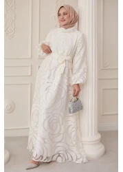 InStyle Tulle Balloon Sleeve White Dress