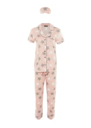  Collection Powder Star Shirt-Pants Knitted Pajamas Set Thmss21Pt0786
