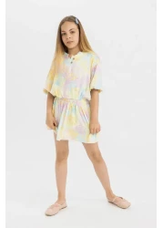 Defacto Girls' 2-Piece Set Belmando Patterned Blouse Skirt C5353A824Hs