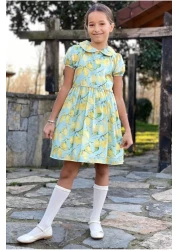 HC Kids Wear Girl's Baby Collar Lemon Print Dress