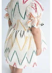 Magu فستان قطني مبطن بنمط إكرو للفتيات