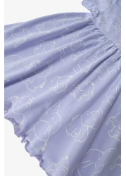 Kyron 100% Cotton Collar Button Closure Baby Girl Dress - Lilac