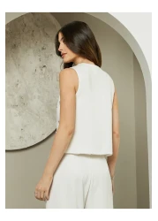 Styli Embellished V-Neck Waistcoat Top