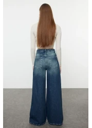  Collection High Waist Extra Wide Leg Dark Blue Palazzo Jeans - Twoss23Je00286