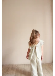 Oh La La Koala For Little Ones Green Striped Back Detailed Muslin Suit