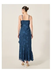 Styli فستان ماكسي بتصميم A مع تفاصيل كشكشة وحمالات