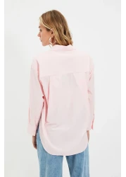  Collection Pink Single Pocket Boyfriend/Wide Fit Cotton Woven Shirt TWOAW20GO0115