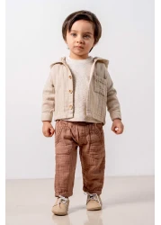 bombe طقم مريح بغطاء للرأس من قطن المنك للأطفال الرضع مكون من 3 قطع، طقم علوي وسفلي عصري