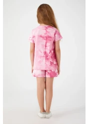 U.S. Polo Assn. قاعدة. طقم شورت بناتي باللون الأبيض الفاتح بتفاصيل خط وردي من Polo Assn