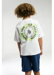 U.S. Polo Assn. بدلة برمودا بيضاء للأولاد