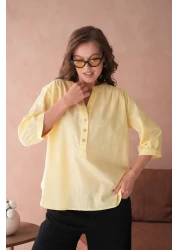 Park Karon بلوزة منسوجة بأزرار على شكل حرف V