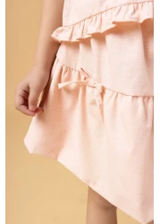 Minipodyum طقم صيفي مكون من قطعتين بتنورة بالون للفتيات مع تفاصيل فيونكة