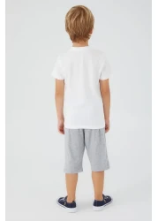 U.S. Polo Assn. Palm Pattern Cream Boy Capri Suit