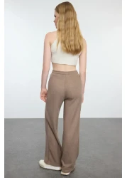 Collection Mink Colored Wide Leg Ribbed Trousers - TWOAW25PL00017
