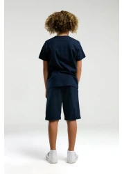 U.S. Polo Assn. قاعدة. بولو أسن. بدلة برمودا للأولاد باللون الأزرق الداكن